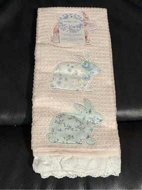 Easter Shabby Chic Bunnies Kitchen Towels Set of 2